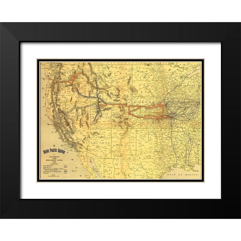 Union Pacific system of railroad and steamship lines 1900 Black Modern Wood Framed Art Print with Double Matting by Vintage Maps