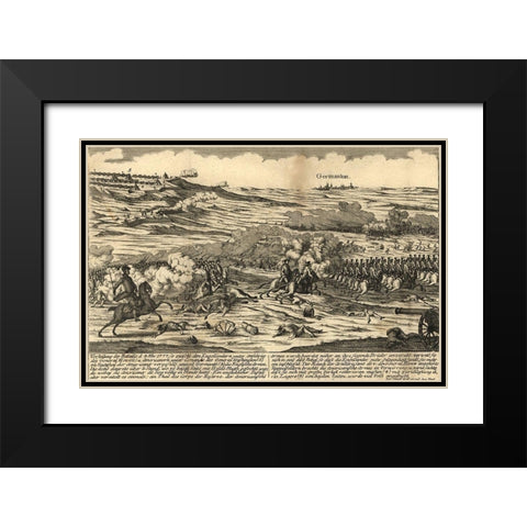 Battle of Germantown near Philadelphia 1777 Black Modern Wood Framed Art Print with Double Matting by Vintage Maps