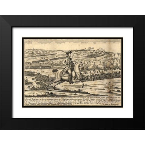 English General Howes Troops with German General Knypehausen 1777 Black Modern Wood Framed Art Print with Double Matting by Vintage Maps