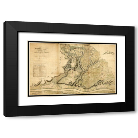 Burgoynes position at Freemans Farm on the Hudson 1777 Black Modern Wood Framed Art Print with Double Matting by Vintage Maps