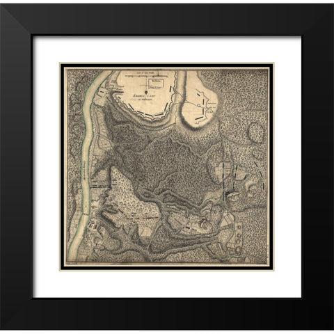 Bemus Heights Near Hudson River 1777 Black Modern Wood Framed Art Print with Double Matting by Vintage Maps