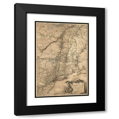 Theatre of War in the Thirteen Colonies 1777 Black Modern Wood Framed Art Print with Double Matting by Vintage Maps