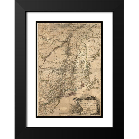 Theatre of War in the Thirteen Colonies 1777 Black Modern Wood Framed Art Print with Double Matting by Vintage Maps