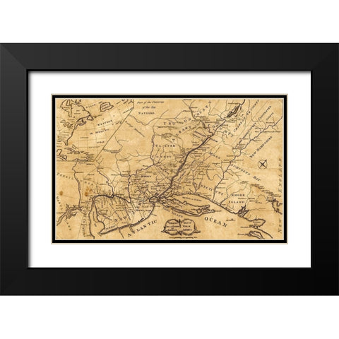 Seat of War in America 1777 Black Modern Wood Framed Art Print with Double Matting by Vintage Maps