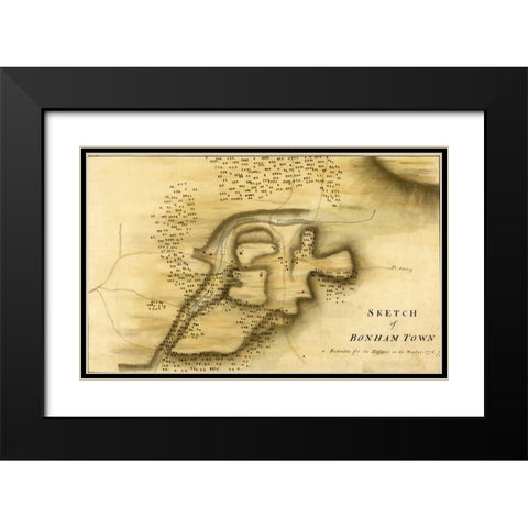 Bonham Town new Jersey 1777 Black Modern Wood Framed Art Print with Double Matting by Vintage Maps