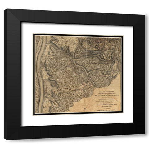 General Burgoyne at Swords House on Hudsons River near Stillwater 1777 Black Modern Wood Framed Art Print with Double Matting by Vintage Maps