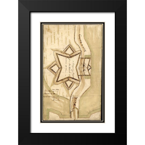 Boston Defenses Star Redoubt 1779 Black Modern Wood Framed Art Print with Double Matting by Vintage Maps