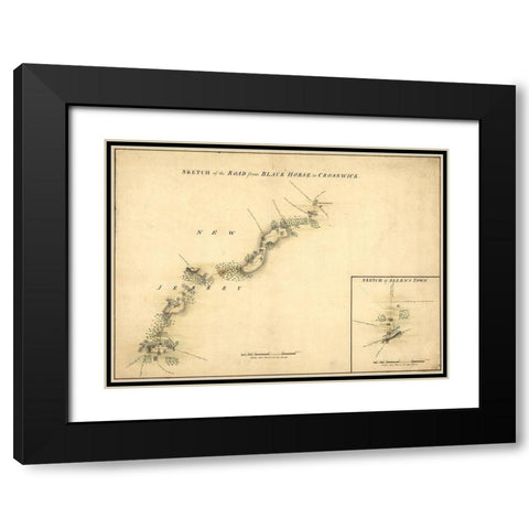 Crosswicks New Jersey 1778 Black Modern Wood Framed Art Print with Double Matting by Vintage Maps