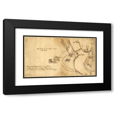 Colonial Defenses of West Poimt from Deserters Map Black Modern Wood Framed Art Print with Double Matting by Vintage Maps