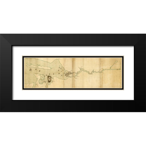 Operations of the English Fleet at Penobscot River and Bay 1779 Black Modern Wood Framed Art Print with Double Matting by Vintage Maps