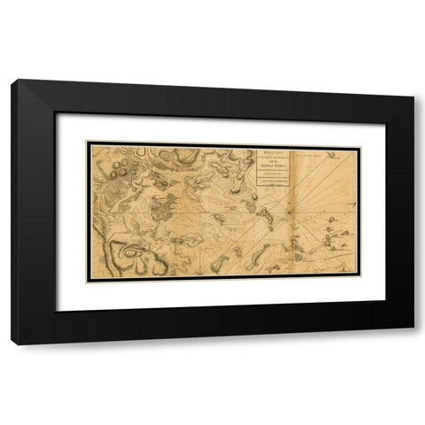 Boston its environs and harbor 1775 Black Modern Wood Framed Art Print with Double Matting by Vintage Maps