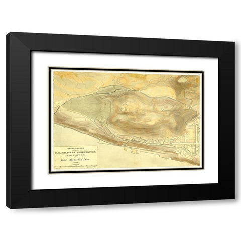 Route sketch of part of U S Military Reservation West Point N Y 1889 Black Modern Wood Framed Art Print with Double Matting by Vintage Maps