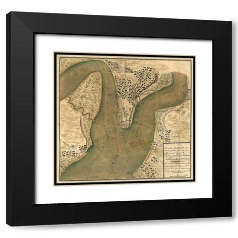 Soundings for Depth of the Hudson Around West Point Black Modern Wood Framed Art Print with Double Matting by Vintage Maps