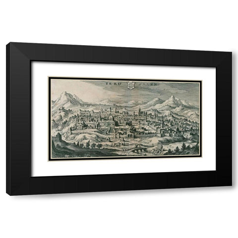Antique Map of Jerusalem Black Modern Wood Framed Art Print with Double Matting by Vintage Maps