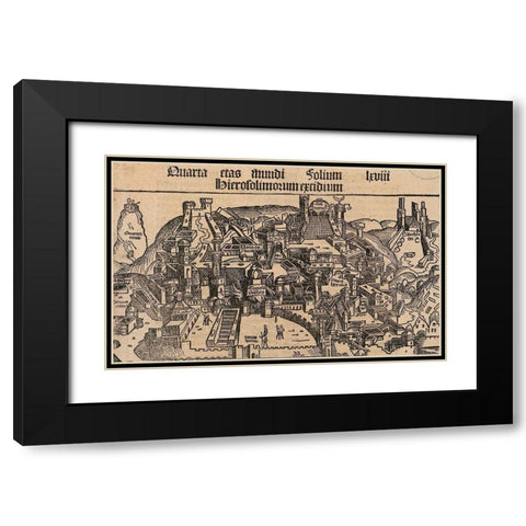 Antique Map of Jerusalem Black Modern Wood Framed Art Print with Double Matting by Vintage Maps