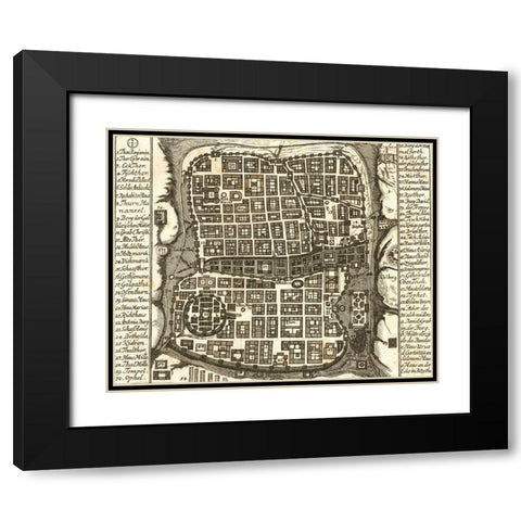 Antique Map of Jerusalem Black Modern Wood Framed Art Print with Double Matting by Vintage Maps