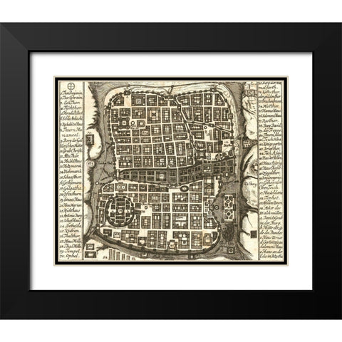 Antique Map of Jerusalem Black Modern Wood Framed Art Print with Double Matting by Vintage Maps