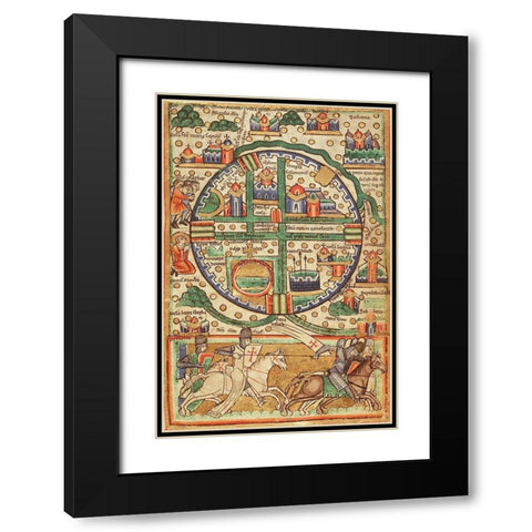 Antique Map of Jerusalem Black Modern Wood Framed Art Print with Double Matting by Vintage Maps