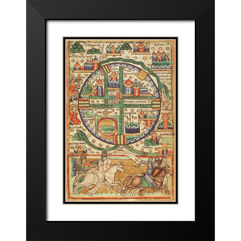 Antique Map of Jerusalem Black Modern Wood Framed Art Print with Double Matting by Vintage Maps