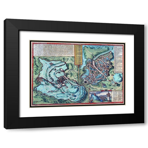 Antique Map of Jerusalem Black Modern Wood Framed Art Print with Double Matting by Vintage Maps