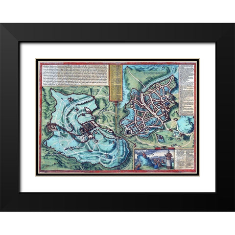 Antique Map of Jerusalem Black Modern Wood Framed Art Print with Double Matting by Vintage Maps