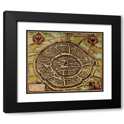 Antique Map of Jerusalem Black Modern Wood Framed Art Print with Double Matting by Vintage Maps