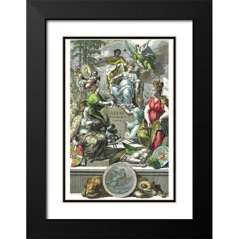 Historical Atlas Title Page Black Modern Wood Framed Art Print with Double Matting by Chatelain, Henri