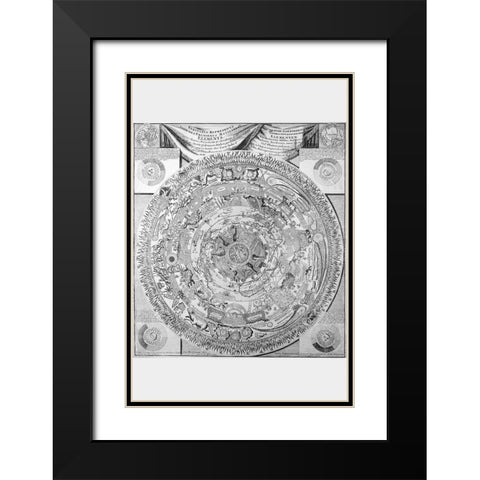 Celestial Map Black Modern Wood Framed Art Print with Double Matting by Saliba, Antonio