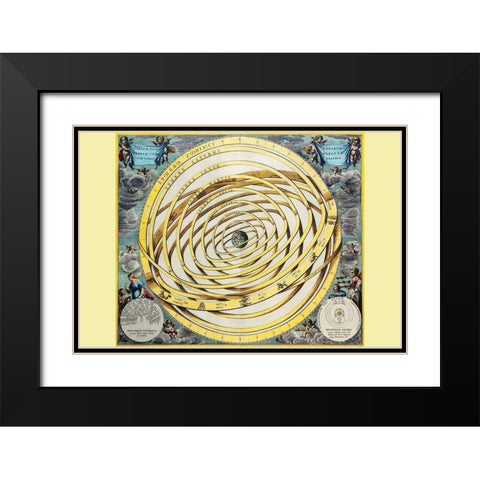 Celestial Map Black Modern Wood Framed Art Print with Double Matting by Cellarius, Andreas