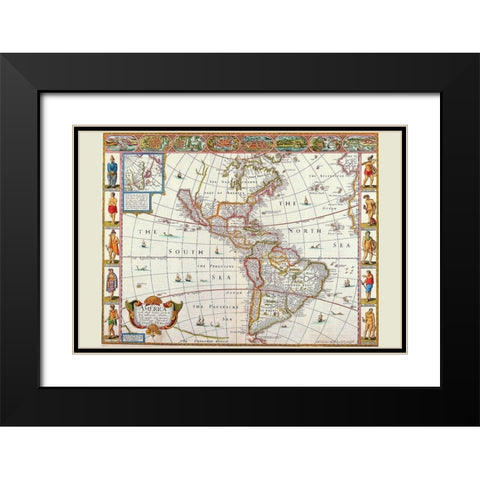 America Black Modern Wood Framed Art Print with Double Matting by Speed, John
