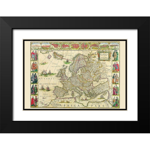 Europe Black Modern Wood Framed Art Print with Double Matting by Blaeu, Willem