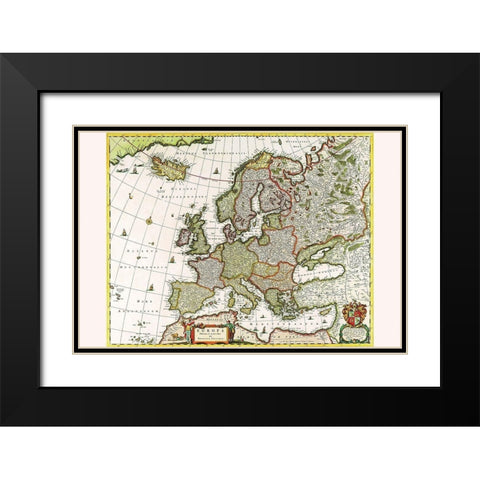 Europe Black Modern Wood Framed Art Print with Double Matting by Visscher, Nicolas