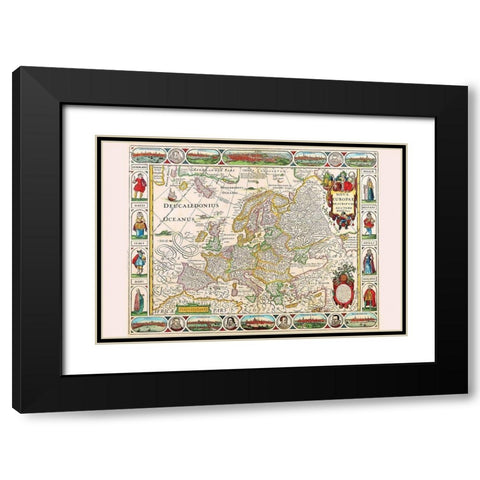 Europe Black Modern Wood Framed Art Print with Double Matting by Visscher, Nicolas