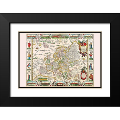 Europe Black Modern Wood Framed Art Print with Double Matting by Visscher, Nicolas