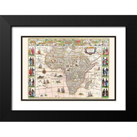 Africa Black Modern Wood Framed Art Print with Double Matting by Blaeu, Willem