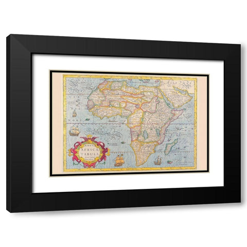 Africa Black Modern Wood Framed Art Print with Double Matting by Hondius, Jodocus