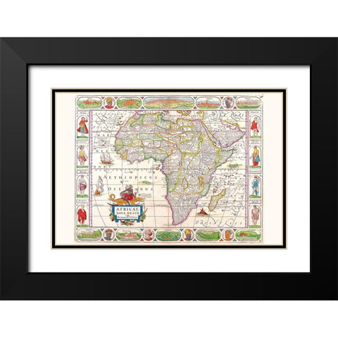 Africa Black Modern Wood Framed Art Print with Double Matting by Coronelli, Vincenzo