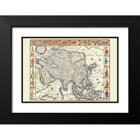Asia Black Modern Wood Framed Art Print with Double Matting by Speed, John