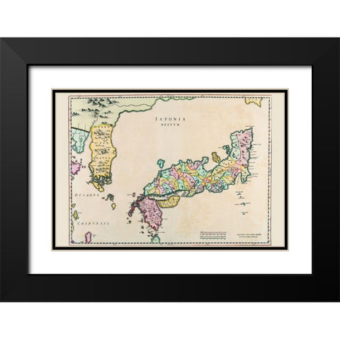 Japan and Korea Black Modern Wood Framed Art Print with Double Matting by Blaeu, Joan