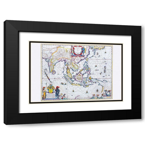 India and Southeast Asia Black Modern Wood Framed Art Print with Double Matting by Blaeu, Willem