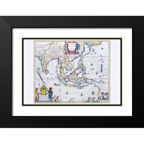 India and Southeast Asia Black Modern Wood Framed Art Print with Double Matting by Blaeu, Willem