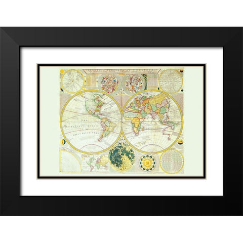 Stereographic Map of the Earth and the Moon Black Modern Wood Framed Art Print with Double Matting by Dunn, Samuel