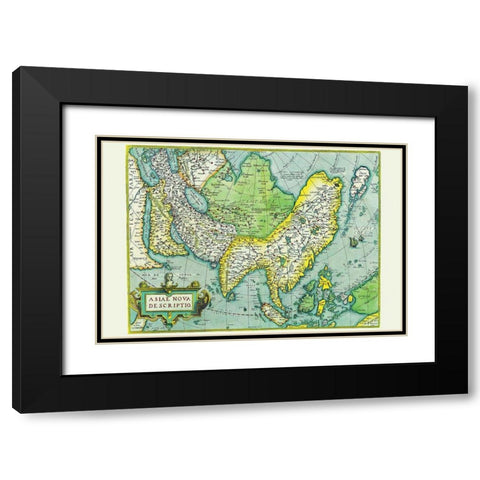 Asia Black Modern Wood Framed Art Print with Double Matting by Ortelius, Abraham
