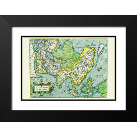 Asia Black Modern Wood Framed Art Print with Double Matting by Ortelius, Abraham
