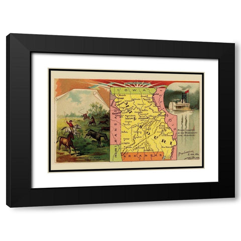 Missouri Black Modern Wood Framed Art Print with Double Matting by Arbuckle Brothers