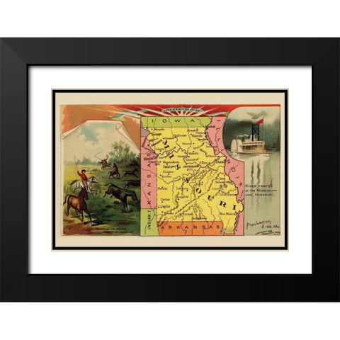 Missouri Black Modern Wood Framed Art Print with Double Matting by Arbuckle Brothers