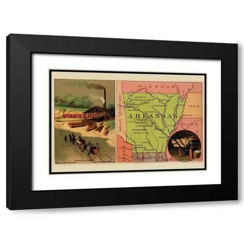 Arkansas Black Modern Wood Framed Art Print with Double Matting by Arbuckle Brothers