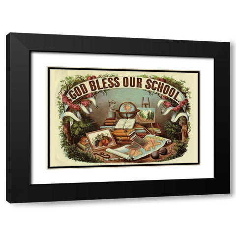 God Bless Our School Black Modern Wood Framed Art Print with Double Matting by Arbuckle Brothers