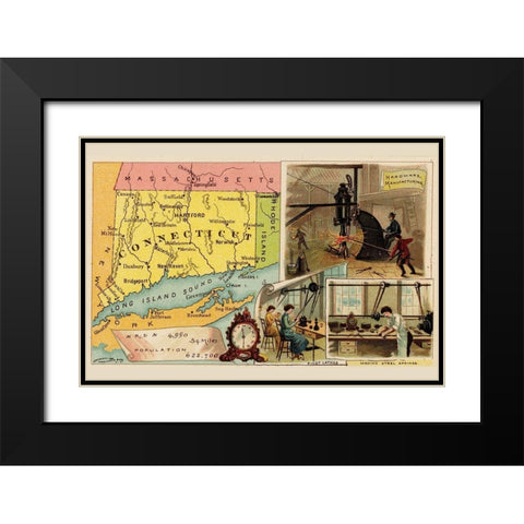 Connecticut Black Modern Wood Framed Art Print with Double Matting by Arbuckle Brothers