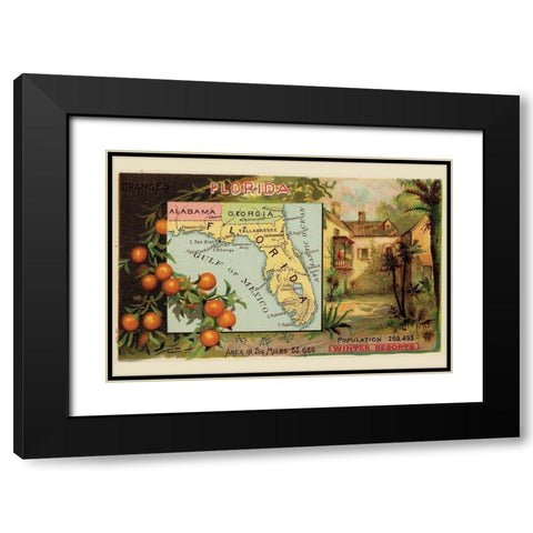 Florida Black Modern Wood Framed Art Print with Double Matting by Arbuckle Brothers